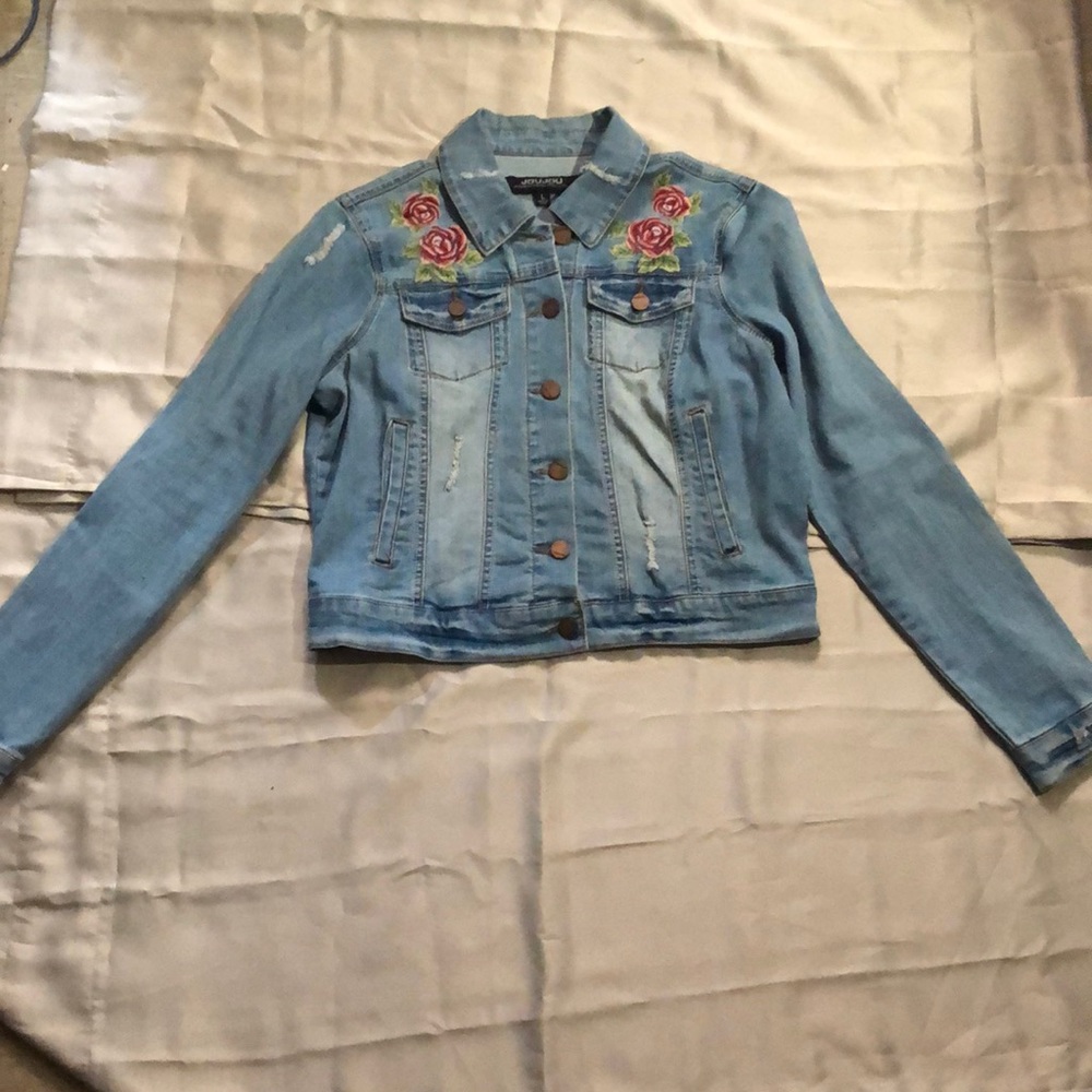 Denim jacket with floral print
